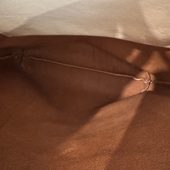 CLARE V Cream Tote Bag with Yellow Handles - Picture 6 of 6